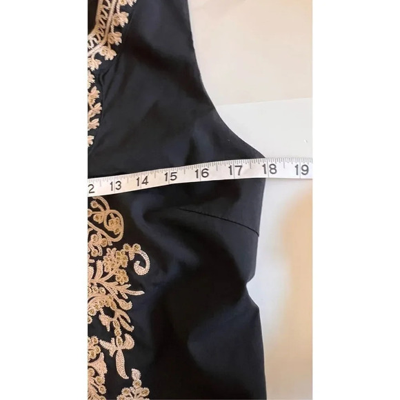 XXI Women’s medium  Black Gold Embroidered Mini Dress Sleeveless - Picture 8 of 11
